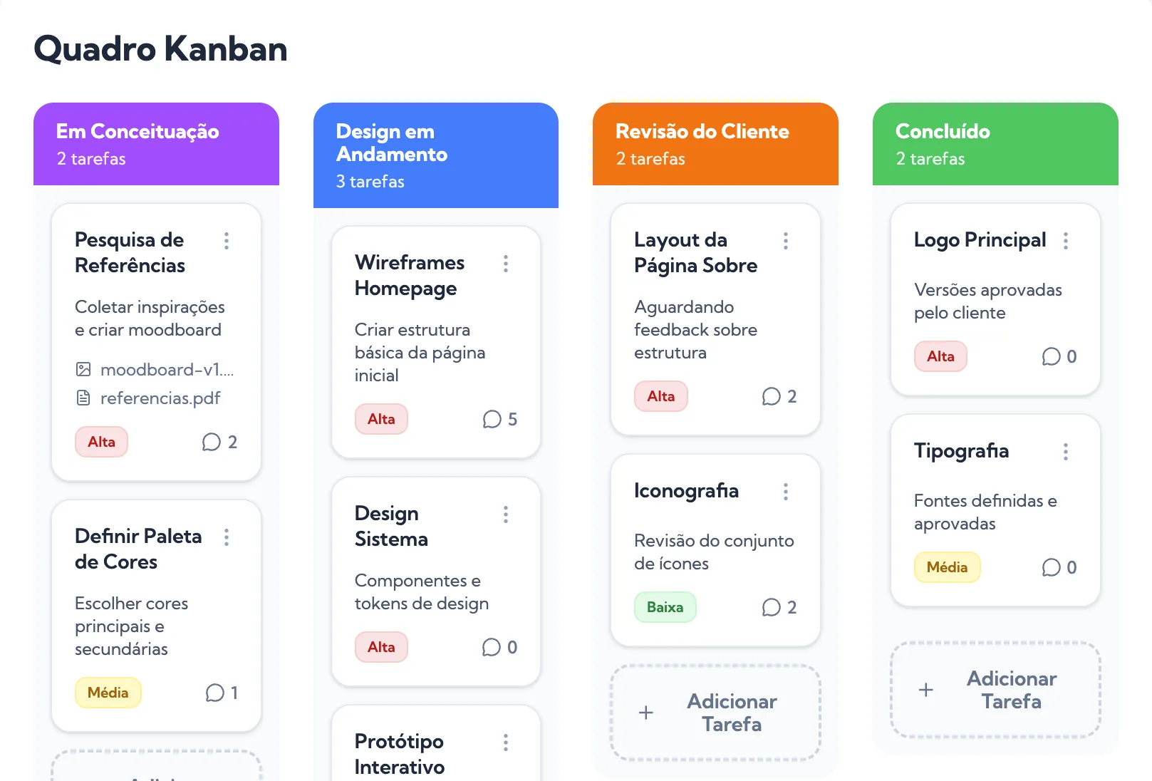 DesignFlow — tela de funcionalidades
