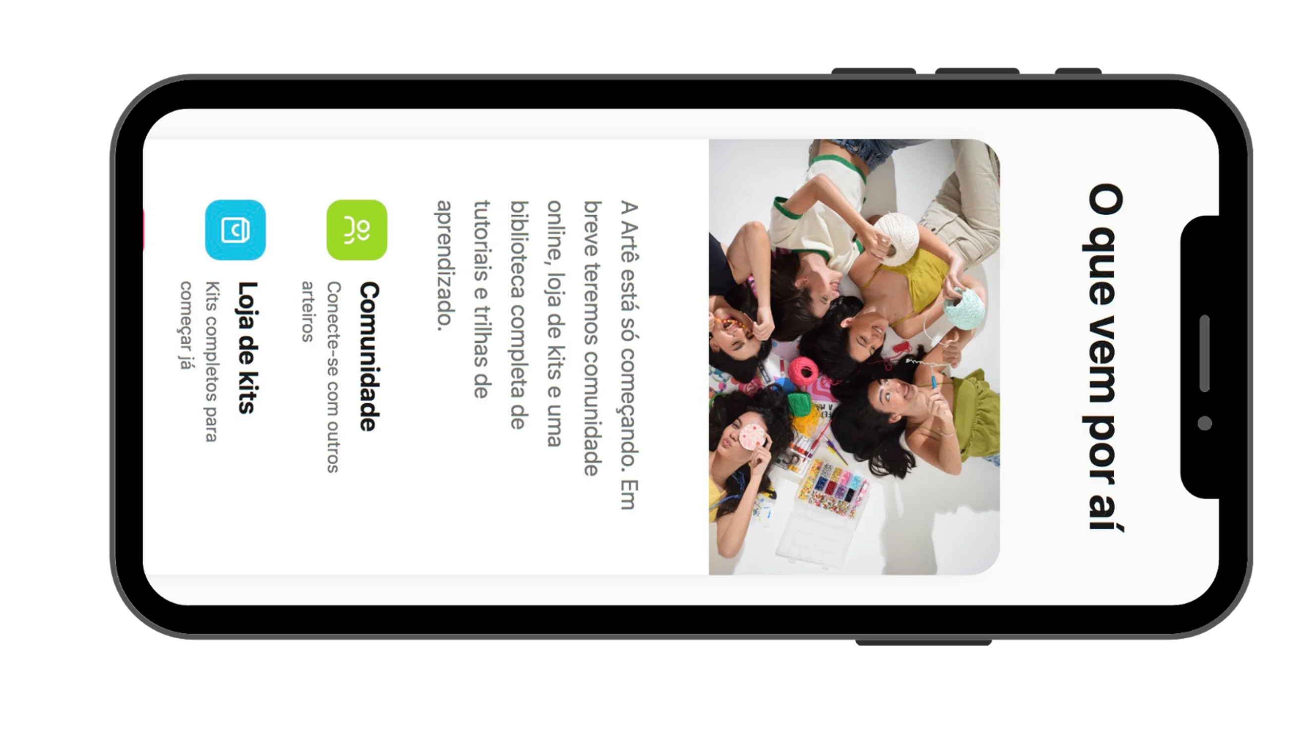 Artê — mockup celular com tela do app