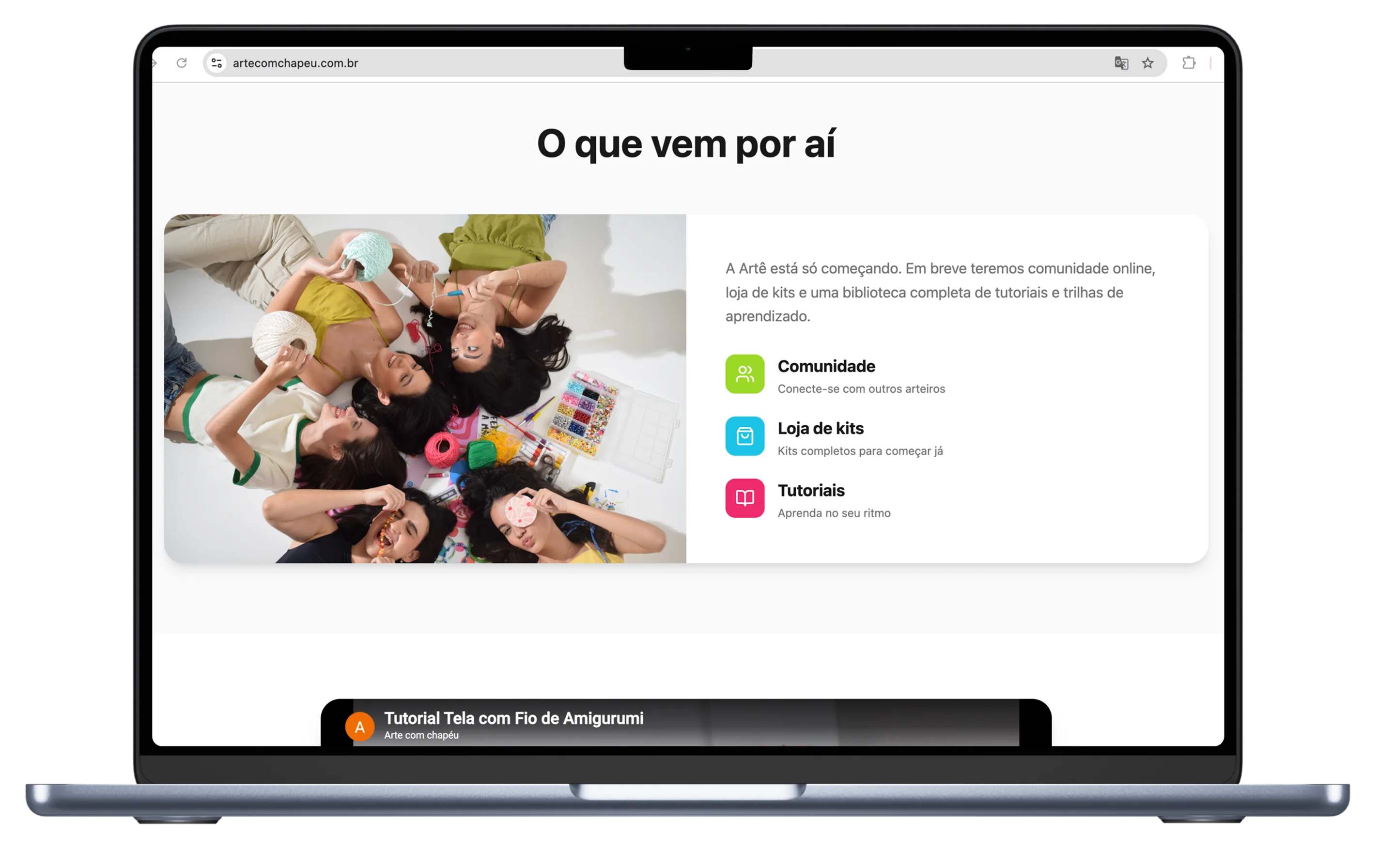 Artê — mockup computador com site da plataforma